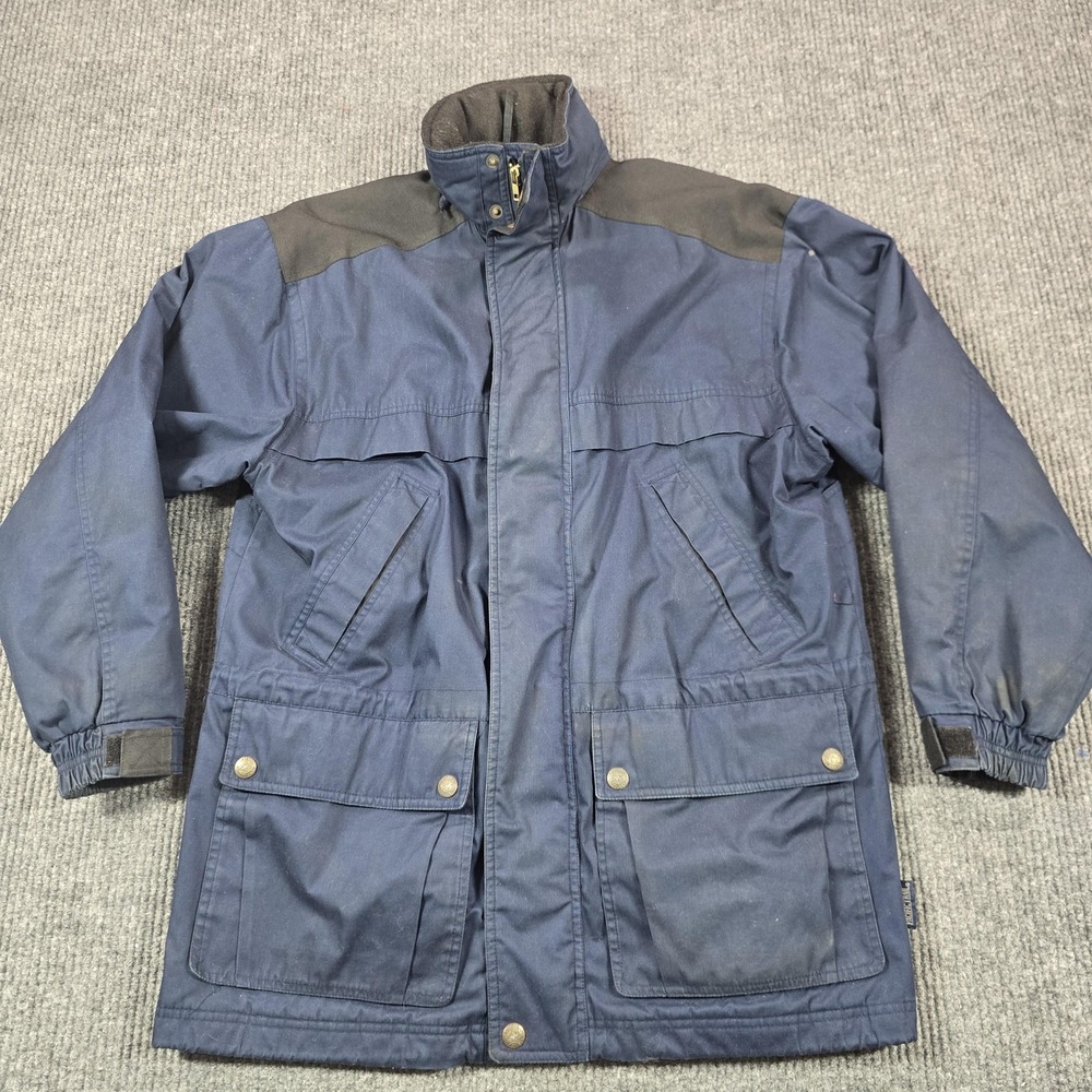 Pacific Trail Jacket Mens Small Blue Canvas Parka Blanket Lined Pockets Outdoor